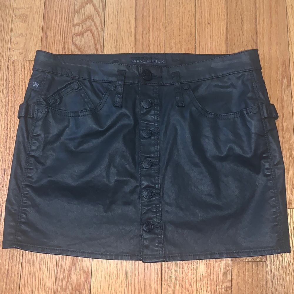 Rock & Republic Faux Leather Coated Mini Skirt